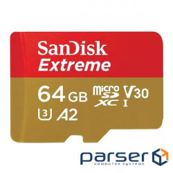 Memory card SanDisk 64GB microSDXC UHS-I U3 V30 A2 Extreme (SDSQXAH-064G-GN6GN)