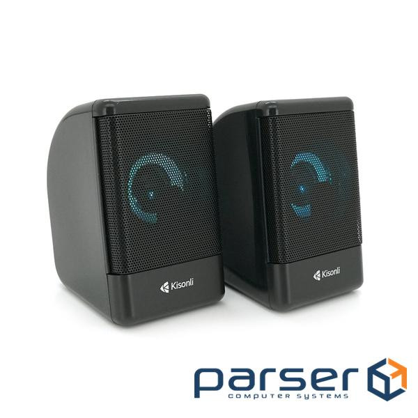 Колонки 2.0 Kisonli L-8080 для ПК та ноутбука , USB + 3.5mm, 2x3W, 20Hz-20KHz, 20X11X13mm, bl (L8080)