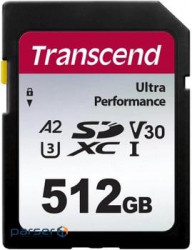 Карта пам"яті Transcend SD 512GB C10 UHS-I U3 A2 R160/W90MB/s 4K (TS512GSDC340S)