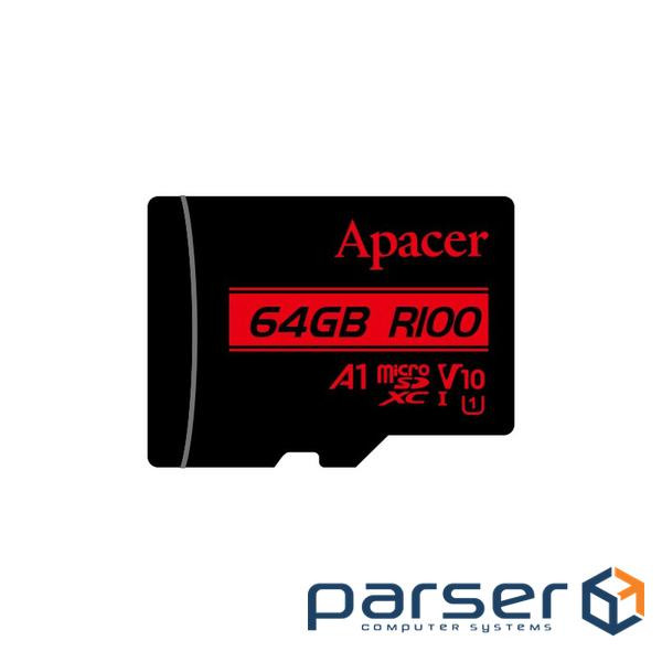 Карта пам'яті MicroSDHC 64GB UHS-I Class 10 Apacer (AP64GMCSX10UB-RA)