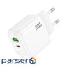 Зарядний пристрій HOCO CS55A 1xUSB-C PD30W + 1xUSB QC3.0 white (6942007631549)