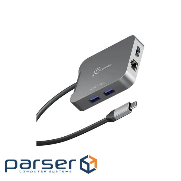 Багатопортовий мультиадаптер J5create JCD3191-N, USB Type-C 5-в-1 білий