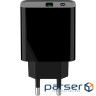 Зарядний пристрій Gembird 1xUSB-A + 1 Type-C (PD20Вт + QC3.0 18Вт ) black (TA-UC-PDQC20-01-BK)