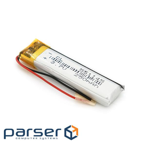 Літій-полімерний акумулятор 5,5*11*45mm (Li-ion 3.7В 250мА&middot,год) (551145) ) (551145)