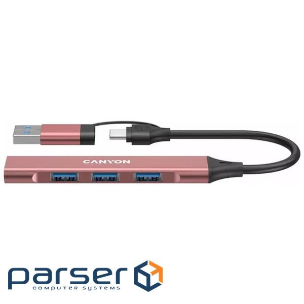 CANYON hub DS-02 4in1 USB-A/C Pink (CNS-TDS02P)