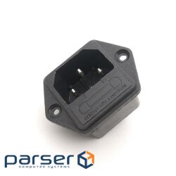 Гніздо FreeEnd-IEC(C14),/M панельне VDE з запобіжником,чорний (62.09.8124-1) (62.09.8124-1)