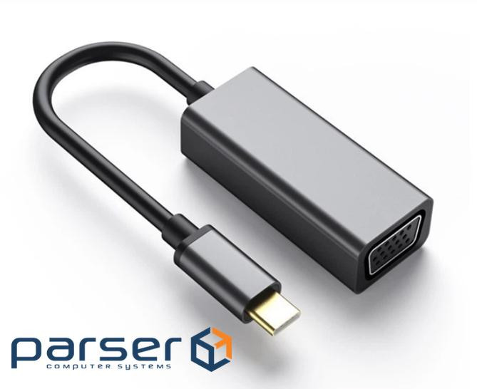 Адаптер Dynamode USB 3.0 Type-C to VGA/Full HD 1080p 60Hz Female, темно-сірий (DM-AD-USB-C-VGA)