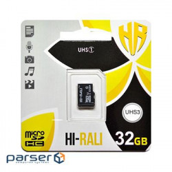 Карта памяти Hi-Rali 32 GB microSDHC Class 10 UHS-I (U3) (HI-32GBSD10U3-00)