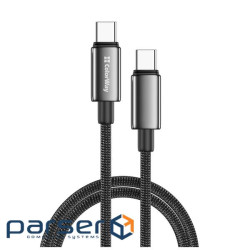 Дата кабель USB-C to USB-C 2.0m 5A 100W zinc alloy braided black ColorWay (CW-CBPDCC099-BK)