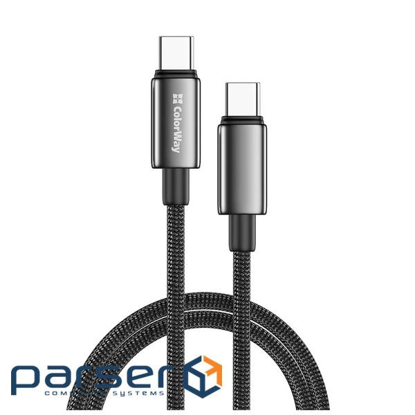 Дата кабель USB-C to USB-C 2.0m 5A 100W zinc alloy braided black ColorWay (CW-CBPDCC099-BK)