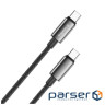 Дата кабель USB-C to USB-C 2.0m 5A 100W zinc alloy braided black ColorWay (CW-CBPDCC099-BK)