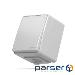 Вимикач Videx BINERA IP65 зовнішній 1кл сірий (VF-BNW11-36125) (VF-BNW11-G)