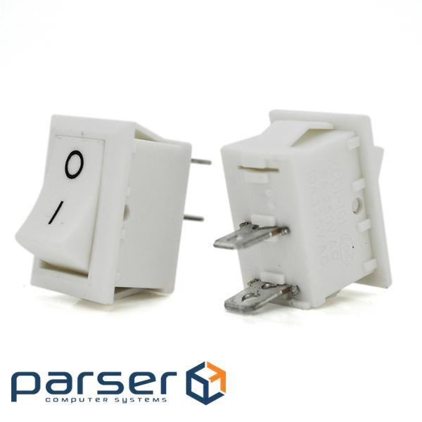 Перемикач ON-OFF KCD11-101 Small, 250VAC/3A, 2 контакти , White, Q500 (KCD11-101 Small White)