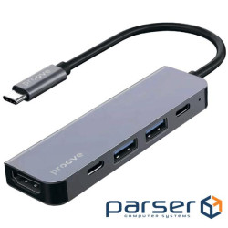 Type-C-Хаб Proove Arc Link 5 in 1 (2*Type-C + 2*USB3.0 + HDMI) silver (HBAL00010604)