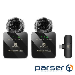 Мікрофон Puluz для телефону приймач Type-C і два мікрофони Black (PU648B)
