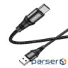 Кабель HOCO X50 USB to Type-C 3A, 1m, nylon, aluminum connectors, Black (6931474734235)