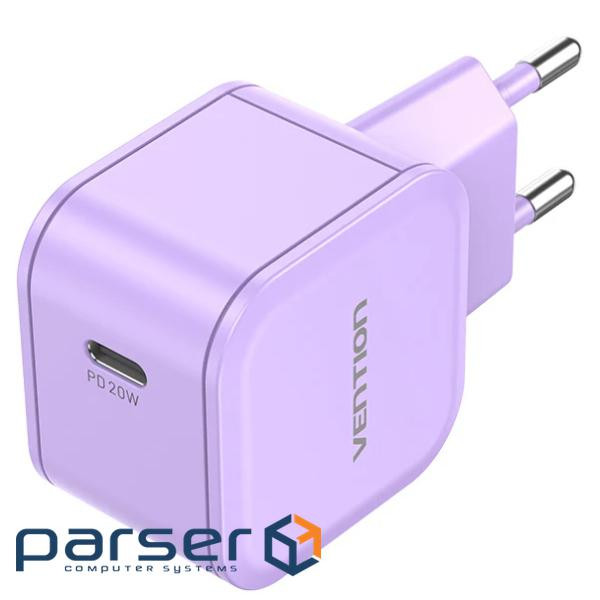 Зарядний пристрій 1xUSB-C 20W PD3.0/QC3.0 Purple Vention (FEJV0-EU) 1xUSB-C 20W PD3.0/QC3.0 Purple Vention (FEJV0-EU)