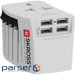 Універсальний мережевий перехідник SKROSS MUV USB (4xA) White (1.302961)