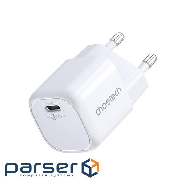Зарядний пристрій Choetech 1х USB-C 30W PD QC3.0 PD5007 white (PD5007-EU-WH)