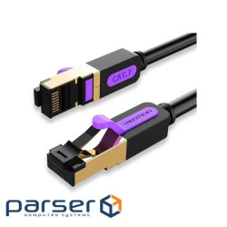 Патч-корд 1м, S/FTP cat 7 RJ-45 black Vention (ICDBF)