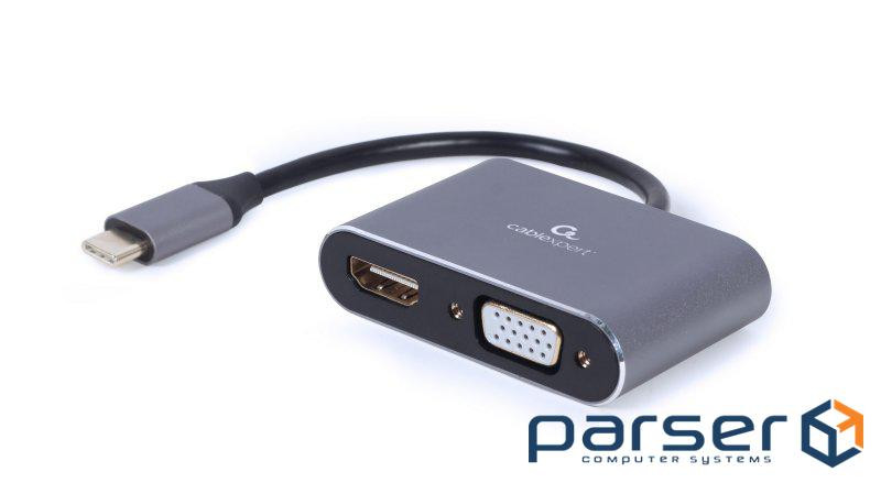 Перехідник USB-C to HDMI/VGA, 4К 30Hz Cablexpert (A-USB3C-HDMIVGA-01)
