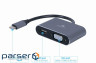 Перехідник USB-C to HDMI/VGA, 4К 30Hz Cablexpert (A-USB3C-HDMIVGA-01)