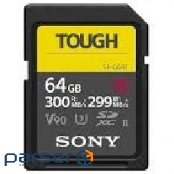 Карта памяти Sony 64GB SDXC class 10 UHS-II U3 V90 Tough (SF64TG)