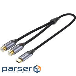 Перехідник Audio Type-C М -> 2RCA F 0,5м чорний Vention (BGVHD)