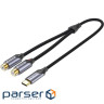 Перехідник Audio Type-C М -> 2RCA F 0,5м чорний Vention (BGVHD)