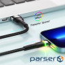 Кабель Essager Colorful LED USB Cable Fast Charging 2.4A USB-A to Lightning 1m black (EXCL-XCD01)