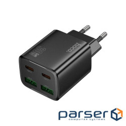 Зарядний пристрій HOCO N56 2xUSB-C PD30W + 2xUSB black (6942007632492)