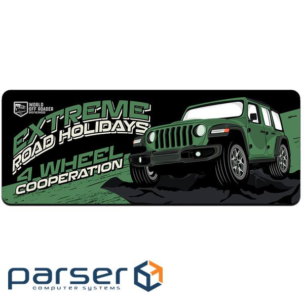 Коврик 300*700 тканинний Extreme road holidays з боковою прошивкою, товщина 2 мм , Dark gre (LA3039)