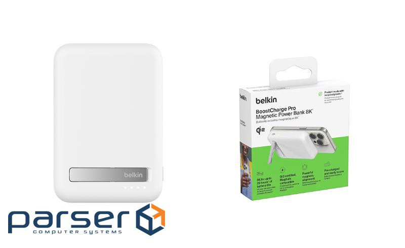 Акумулятор портативний літій-іонний Power Bank Belkin 8000мА·,год, 15Вт, MagSafe Qi (BPD007BTWH)
