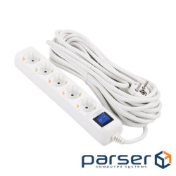 Фільтр живлення 2E (2E-U05ES15M10WH) 5 розеток, 10 м , White