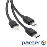 Дата кабель USB 2.0 AM to Lightning + Micro 5P + USB-C 1.0m 2.1A black XO (NB103-3in1-1-BK)
