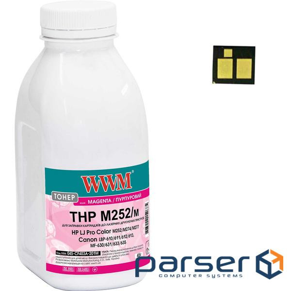 Тонер HP LJ Pro M252, Canon 045, 45г Magenta +chip WWM (045-CF403A-201M)