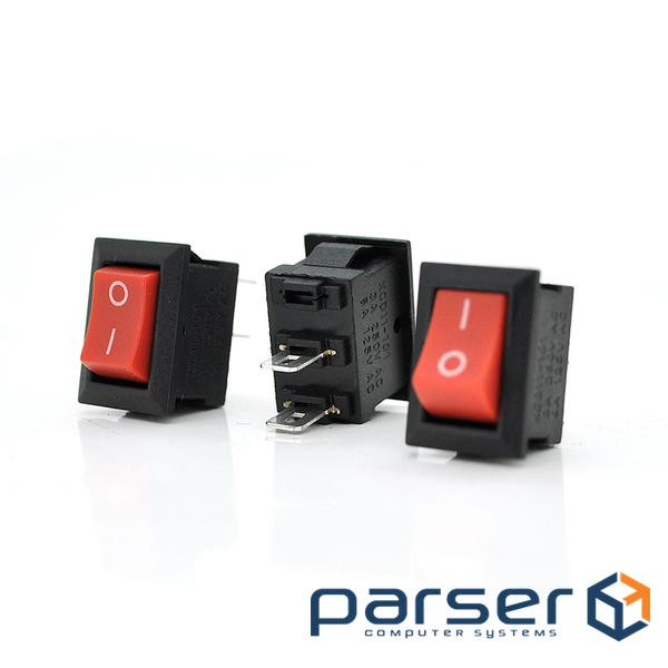 Перемикач ON-OFF KCD11-101 Small, 250VAC/3A, 2 контакти , Red, Q500 (KCD11-101 Small Red)