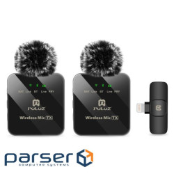 Мікрофон Puluz для iPhone/iPad 8-контактний приймач і два мікрофони Black (PU647B)
