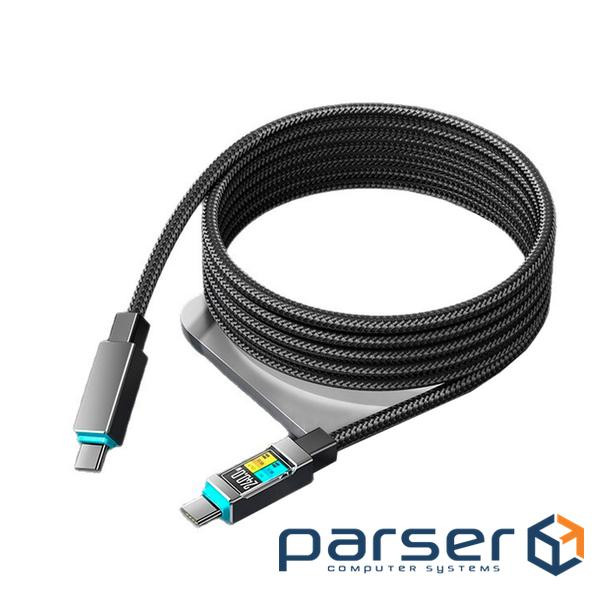 Кабель Type-C to Type-C (male to male), струм 5А, Підтримка SCP, QC3.0, PD до 2 (YT-TC-TC240-B-1.5m)