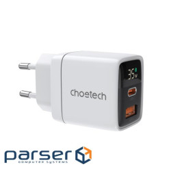 Мережевий зарядний пристрій Choetech PD6052-EU-WH, USB-A/USB-С