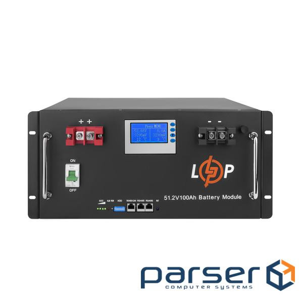 Акумулятор LP LiFePO4 48V (51,2V) - 100 Ah (5120Wh) (Smart BMS 100A) LCD RM (20330)