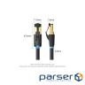 Патч-корд 5м, S/FTP cat 8 RJ-45 black Vention (IKABJ)