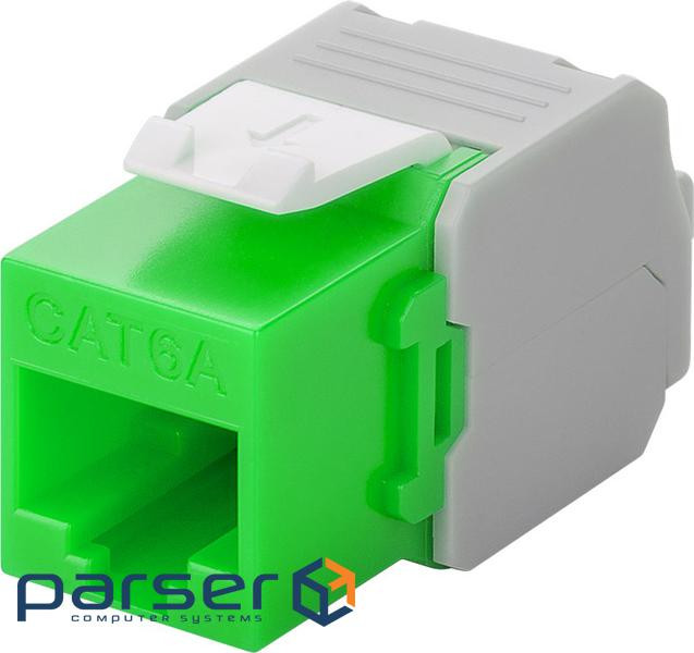 Fencing connector FreeEnd-RJ45 UTP6a,Keystone module LSA(ToolFree)PoE,green (75.09.0687-10)