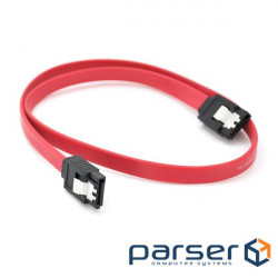 Кабель інтерфейсний VEGGIEG ST301 SATA3.0, 0.5м, загнутий з засувкою, червоний (YT-ST301)