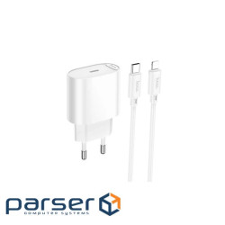 Зарядний пристрій HOCO C109A USB-C PD20W + cable USB-C to Lightning white (6942007656665)
