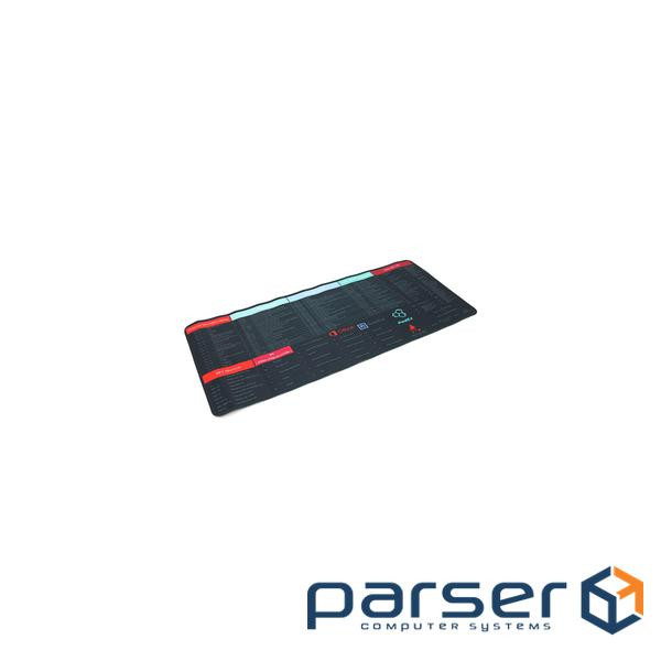 Коврик 300*700 тканинний Shortcut keys-1 з боковою прошивкою, товщина 2 мм, Black, Па (SK1-300-700)