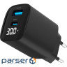 Зарядний пристрій Gembird 1xUSB-A (QC3.0 18W) + 1 Type-C (PD20W) LCD black (TA-UC-PDQC30LCD-BK-01)