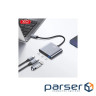 Концентратор XO USBC to USBCPD100W + HDMI 4K30Hz + USB 3.0 grey (HUB011.tranish)