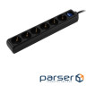 Мережевий фільтр 2E 2E-U06ESM3BK Black, 6 розеток, 3м 