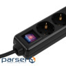 Мережевий фільтр 2E 2E-U06ESM3BK Black, 6 розеток, 3м 